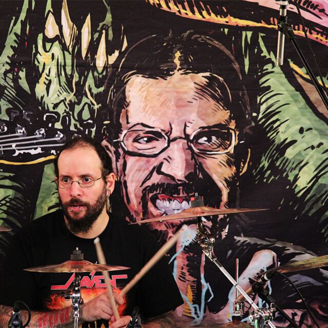 Two-headed drummer: @mikehellerdrums of @official_raven_lunatics on stage in Shibuya, Tokyo, Japan on 12th November 2024. Photo: Stefan Nilsson, @roppongirocks
