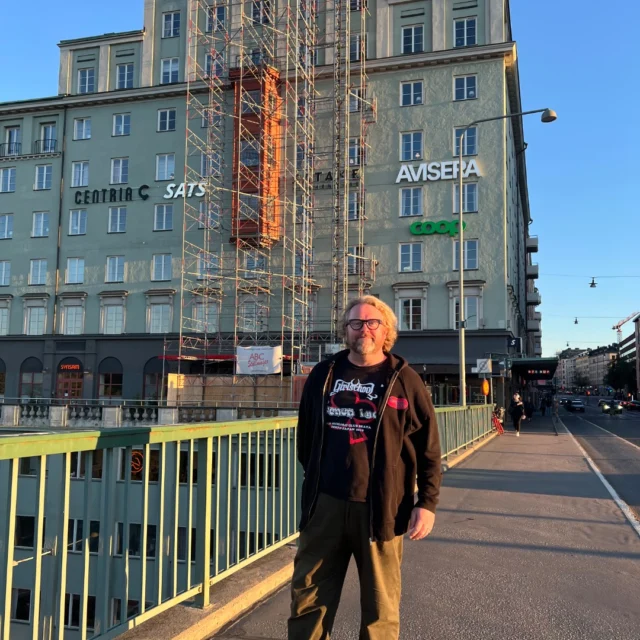 Roppongi Rocks boss Stefan Nilsson outside Sportpalatset on St Eriksgatan in Stockholm today. From 1978 to 2004, this was the legendary home of @abba’s Polar Studios. @ledzeppelin recorded the “In Through the Out Door” album here in 1978. The @ramones, @rammsteinofficial, @defleppard, Genesis, ELO, @therollingstones have also used the studio.